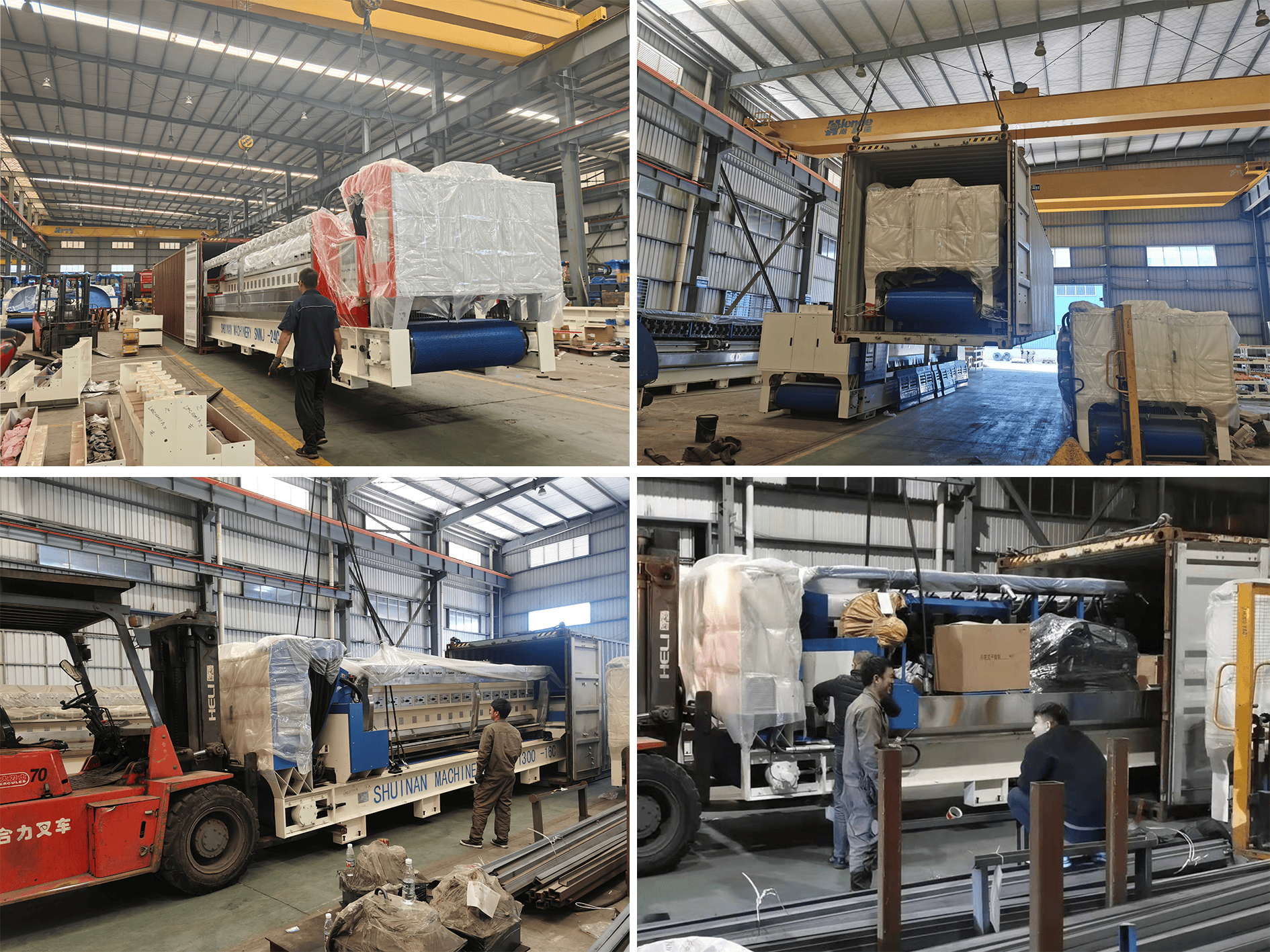 Full automatic slab polishing machine prepared for overseas shipment in container