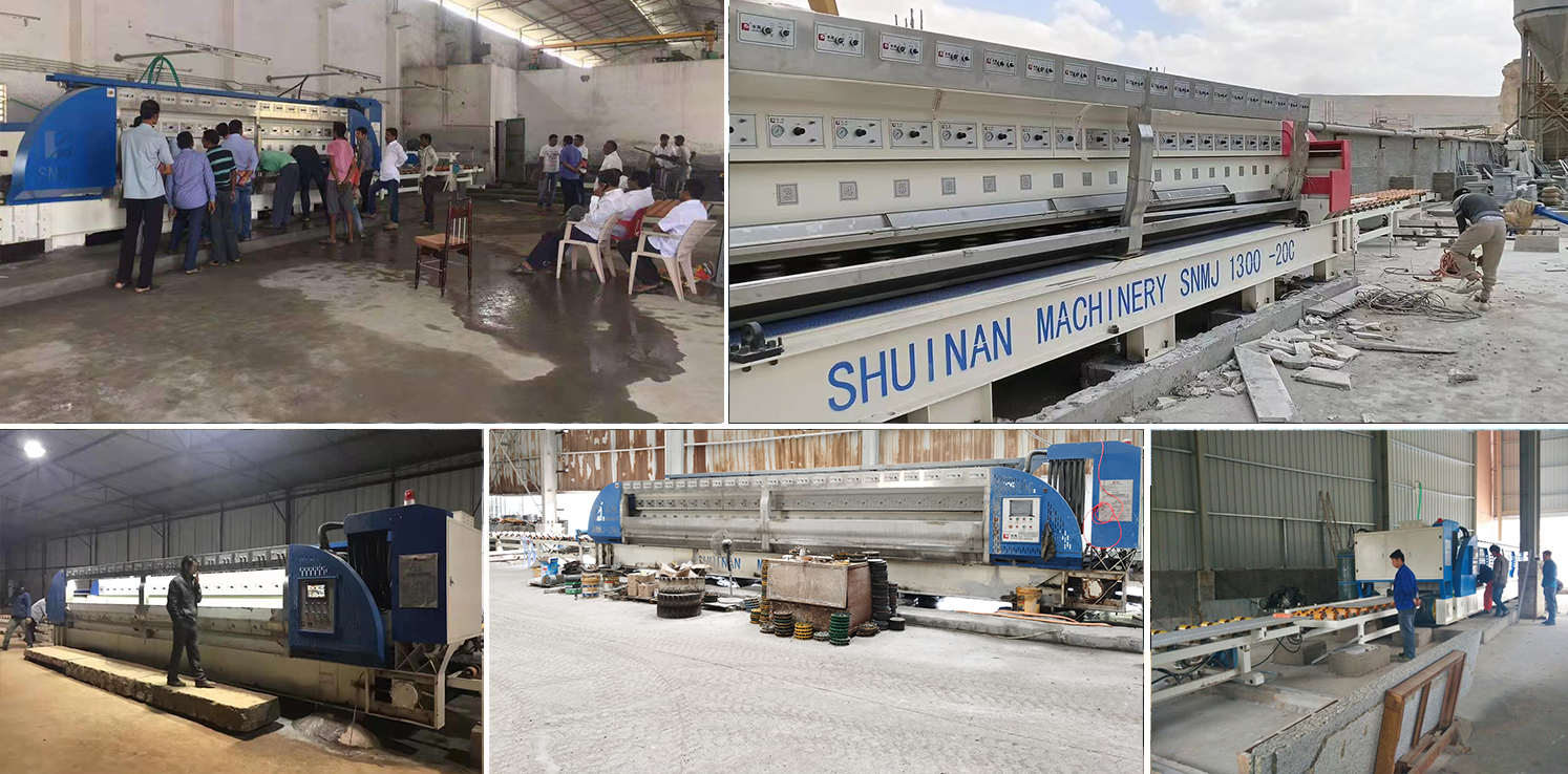 Customer using Shuinan slab polishing machine in stone processing workshop